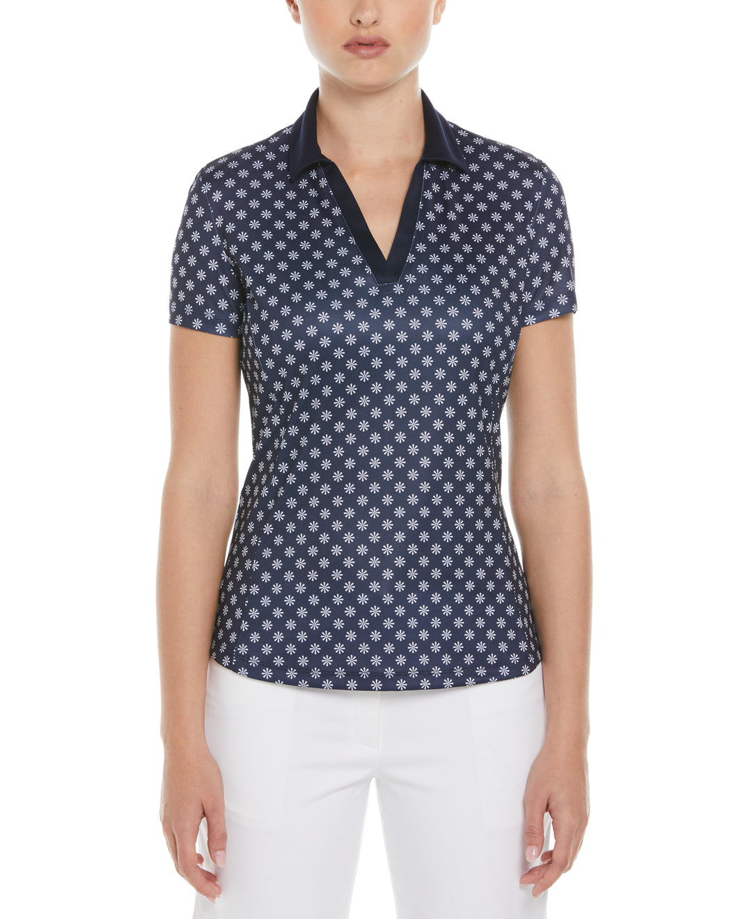 Essential Daisy Print Golf Polo (Peacoat) 