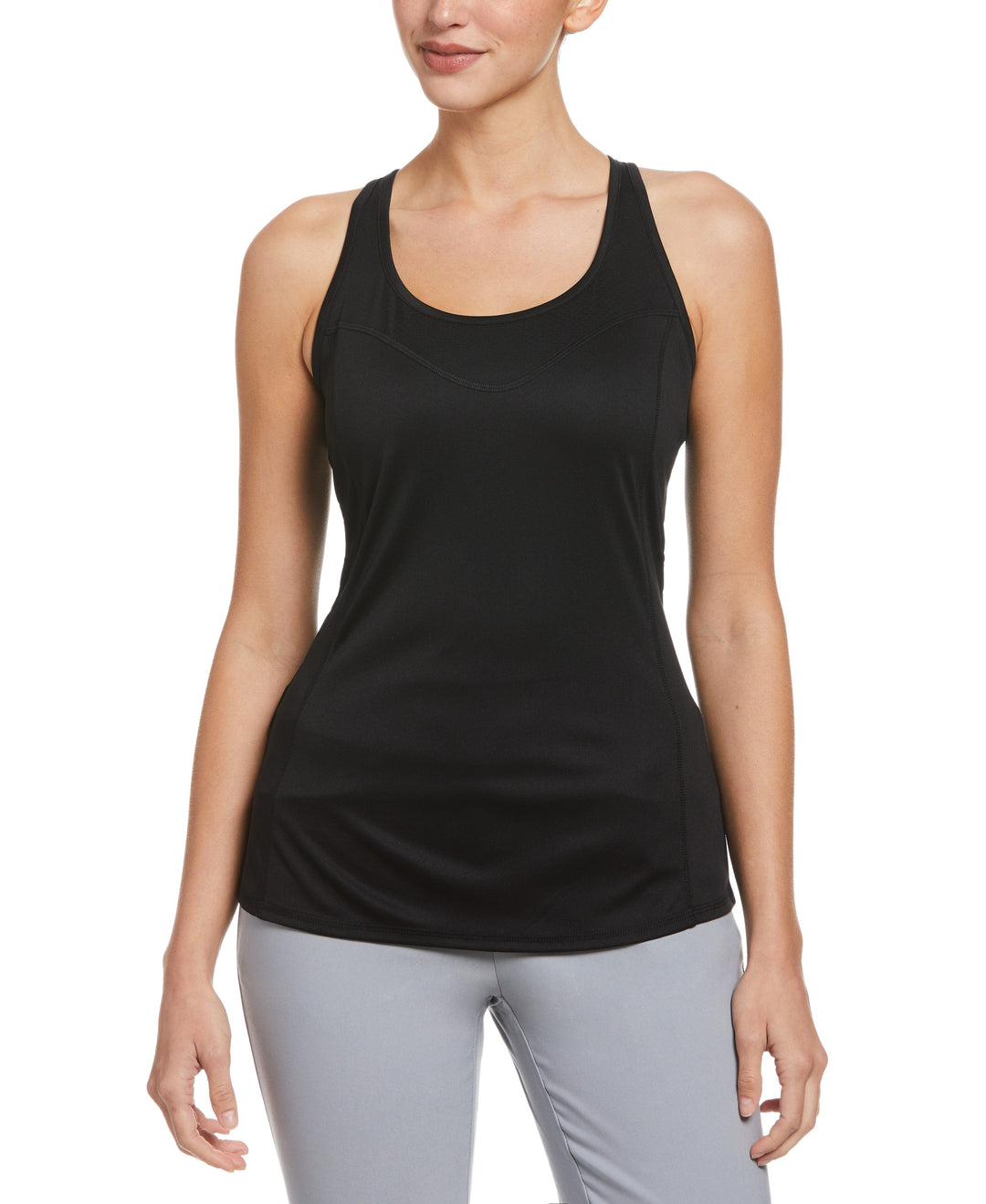 Essential Solid Tennis Tank with Mesh Front Panel (Caviar) 