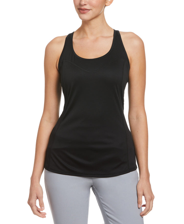 Essential Solid Tennis Tank with Mesh Front Panel (Caviar) 