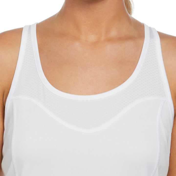 Essential Solid Tennis Tank with Mesh Front Panel (Brilliant White) 