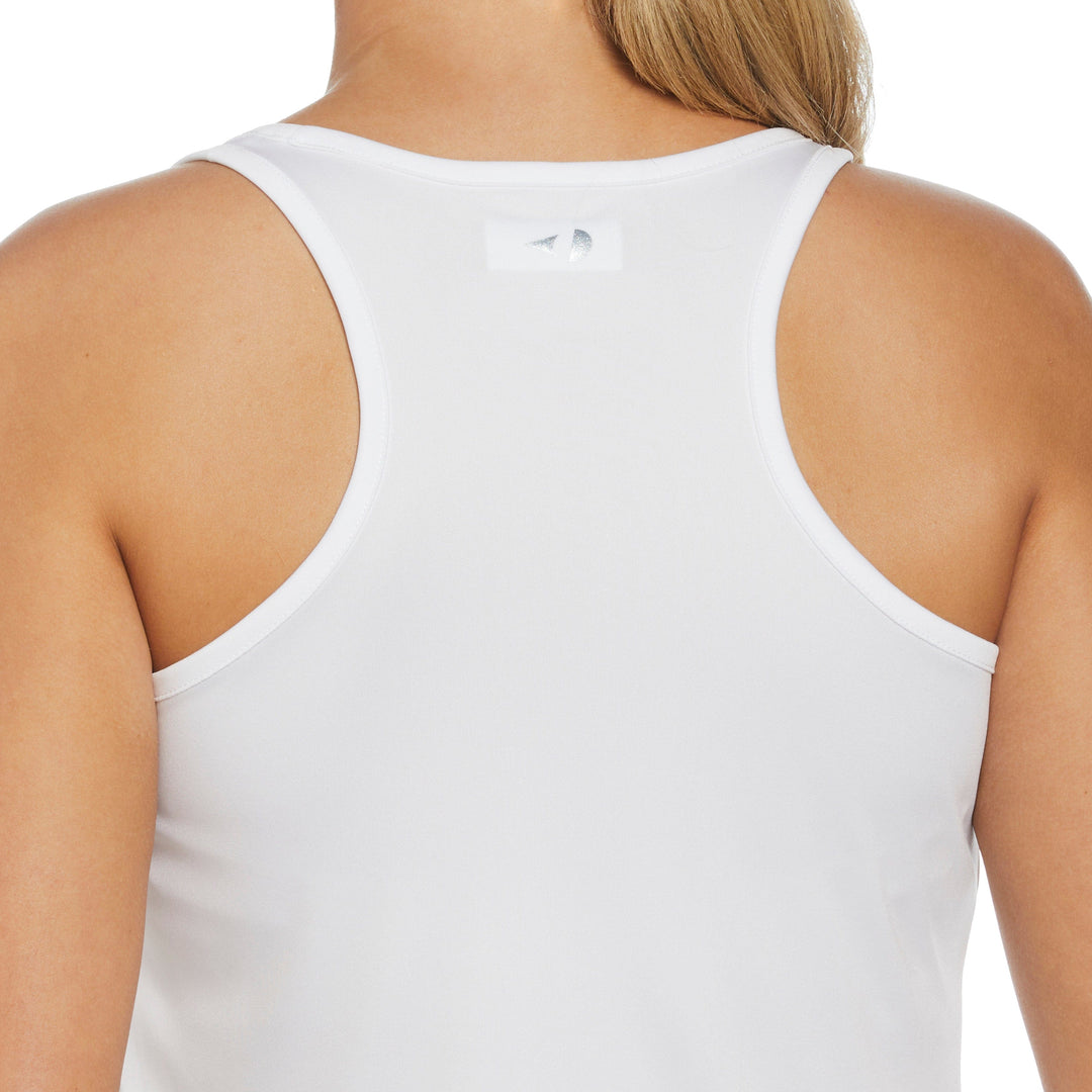 Essential Solid Tennis Tank with Mesh Front Panel (Brilliant White) 