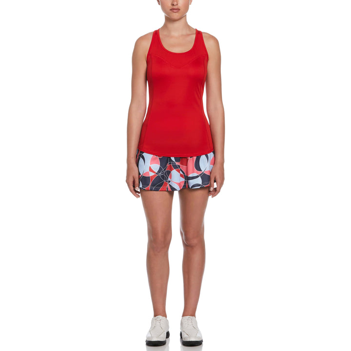 Essential Solid Tennis Tank with Mesh Front Panel (Goji Berry) 