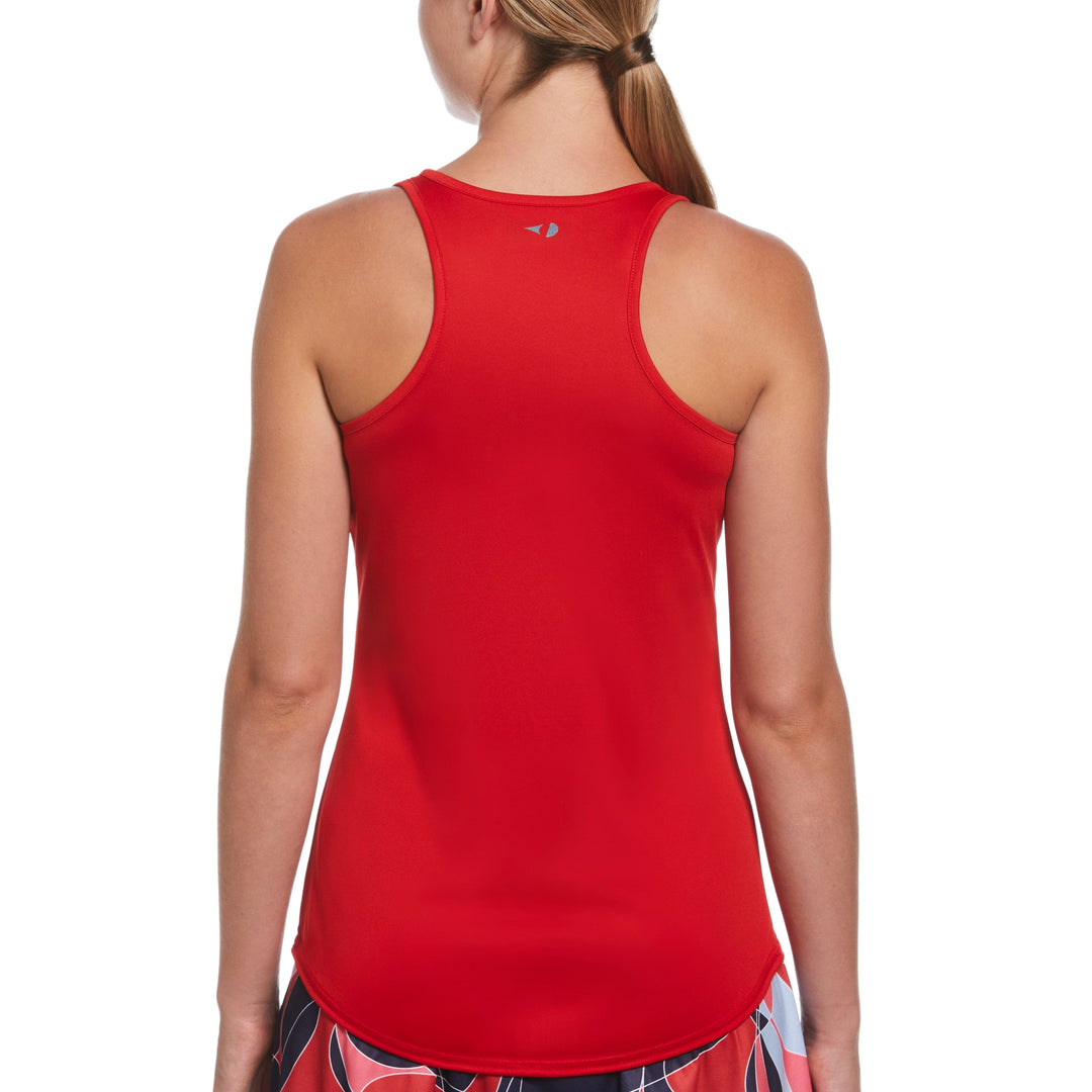 Essential Solid Tennis Tank with Mesh Front Panel (Goji Berry) 
