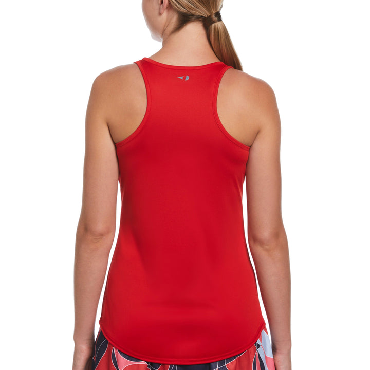 Essential Solid Tennis Tank with Mesh Front Panel (Goji Berry) 