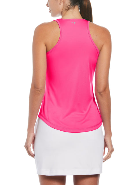Essential Solid Tennis Tank with Mesh Front Panel (Pink Glo) 