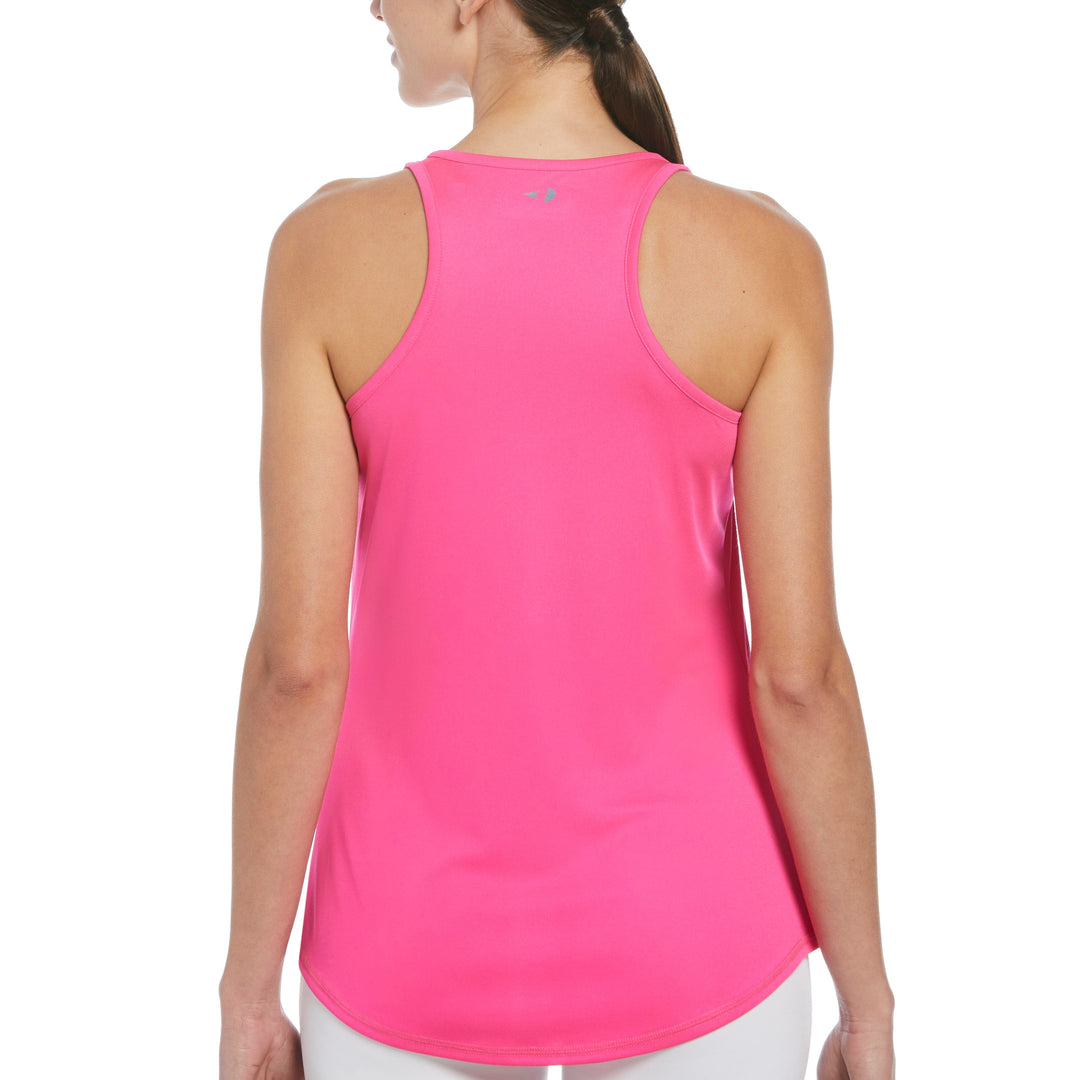 Essential Solid Tennis Tank with Mesh Front Panel (Pink Glo) 
