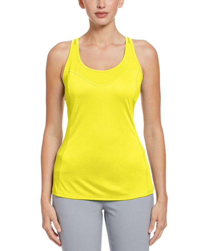 Essential Solid Tennis Tank with Mesh Front Panel (Lemon Fizz) 