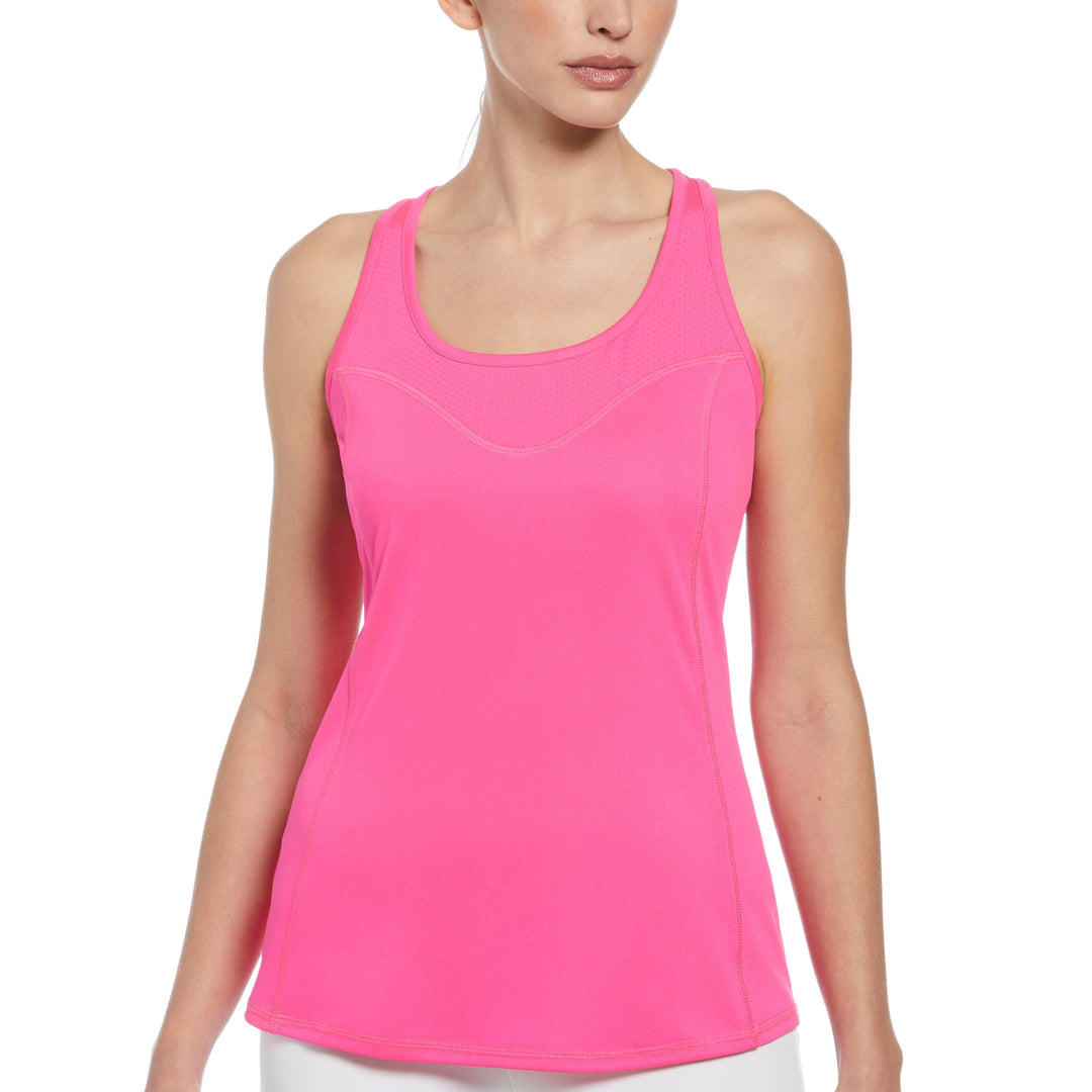 Essential Solid Tennis Tank with Mesh Front Panel (Pink Glo) 