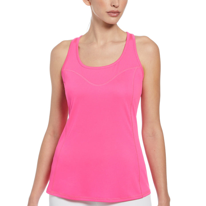 Essential Solid Tennis Tank with Mesh Front Panel (Pink Glo) 