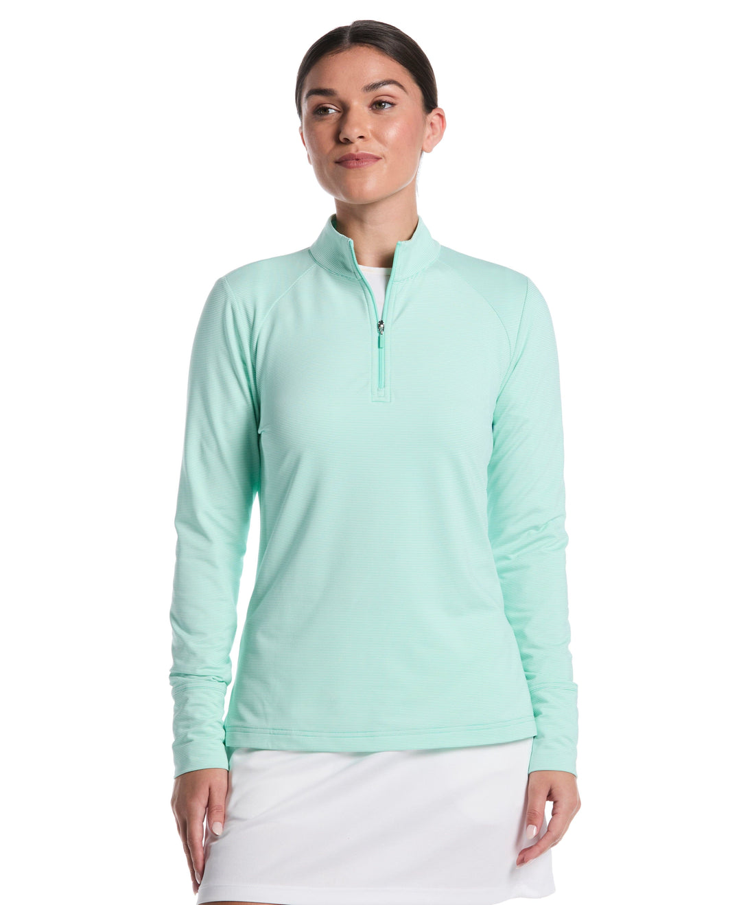 Feeder Stripe 1/4 Zip Golf Shirt (Ice Green) 