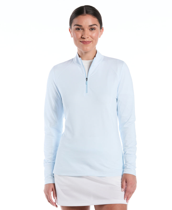 Feeder Stripe 1/4 Zip Golf Shirt (Ice Water/Bht Wht) 