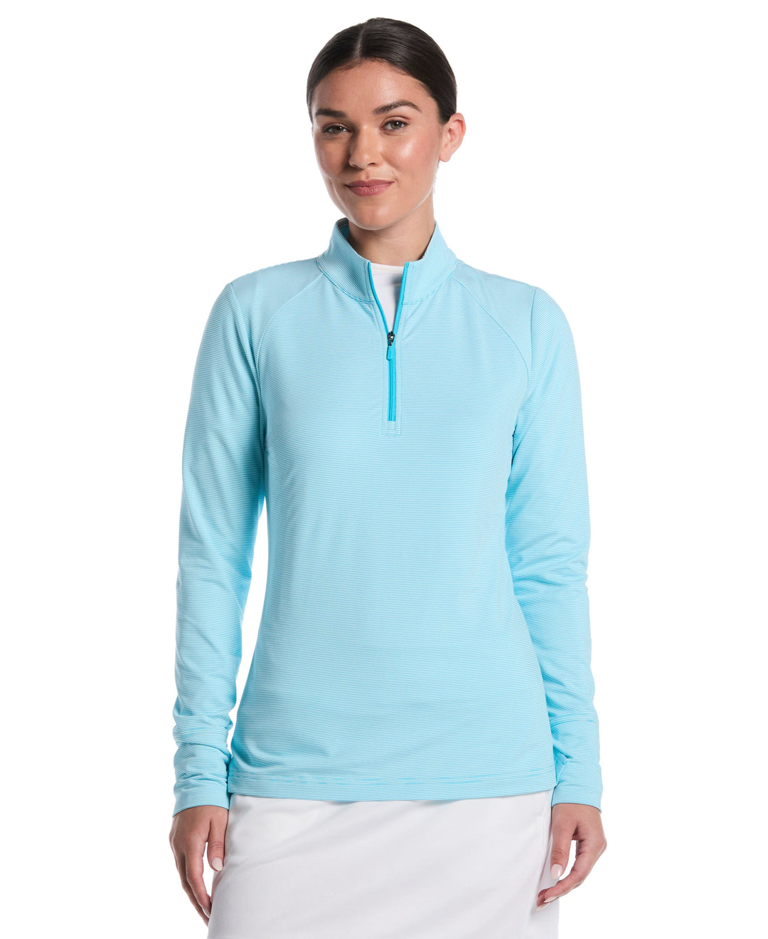 Feeder Stripe 1/4 Zip Golf Shirt (Blue Atoll) 