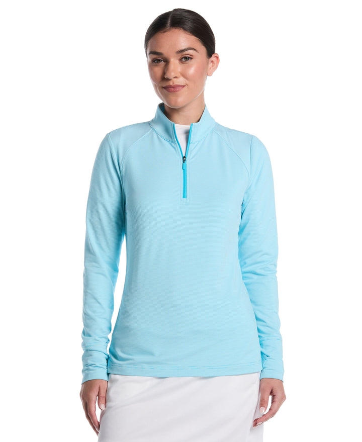 Feeder Stripe 1/4 Zip Golf Shirt (Blue Atoll) 
