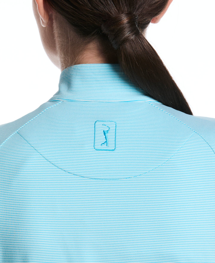 Feeder Stripe 1/4 Zip Golf Shirt (Blue Atoll) 