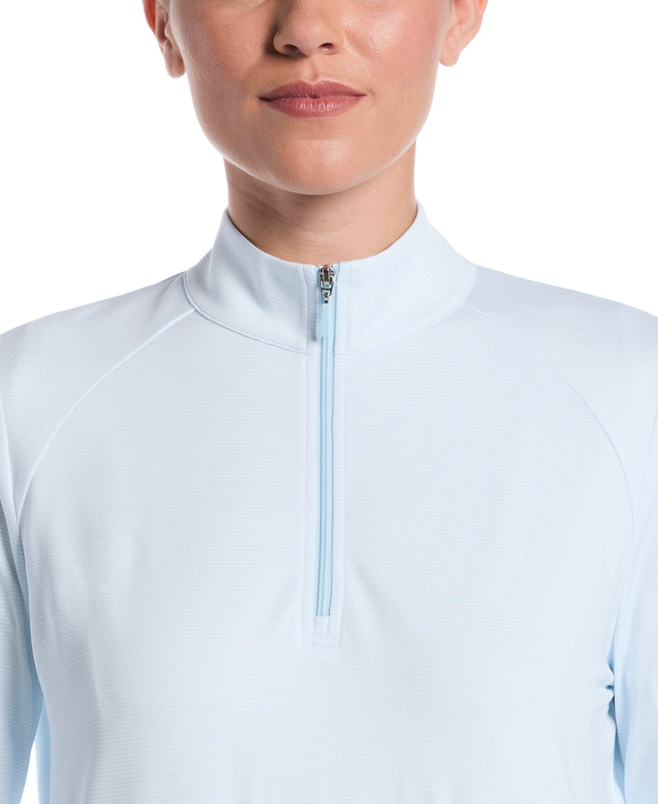 Feeder Stripe 1/4 Zip Golf Shirt (Ice Water/Bht Wht) 