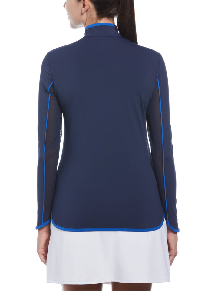 Women's Floral Print Quarter Zip Sun Protection Shirt