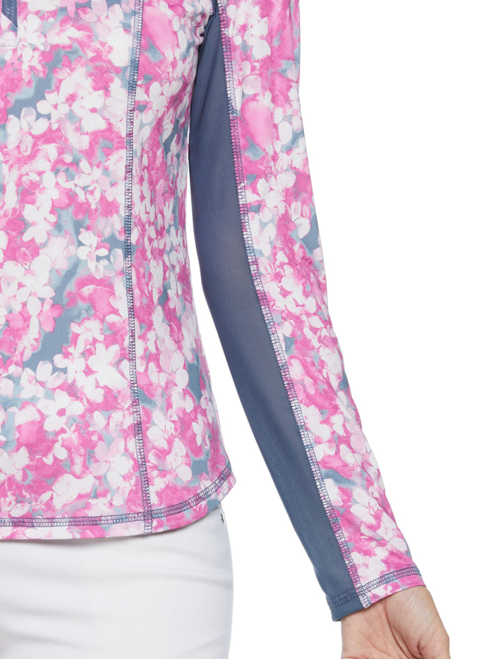 Women's Floral Print Sun Protection Golf Shirt