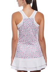 Floral Print Tennis Tank Top (Brilliant White) 