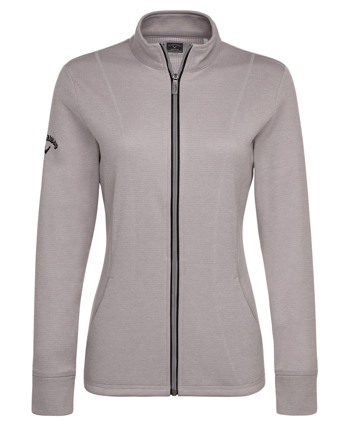 Womens Full Zip Thermal Mock Pullover (High Rise Heather) 