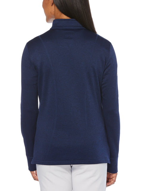 Womens Full Zip Thermal Mock Pullover (Blueprint Heather) 