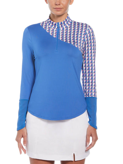 Women's Geo Block Sun Protection Long Sleeve Tennis Shirt