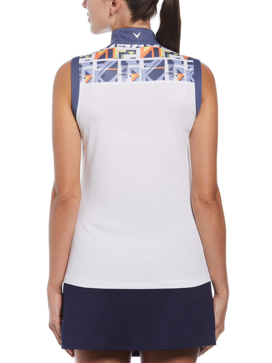 Geo Print Block Golf Polo (Brilliant White) 