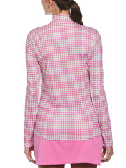 Geo Print Sun Protection 1/4 Zip Golf Shirt (Super Pink) 