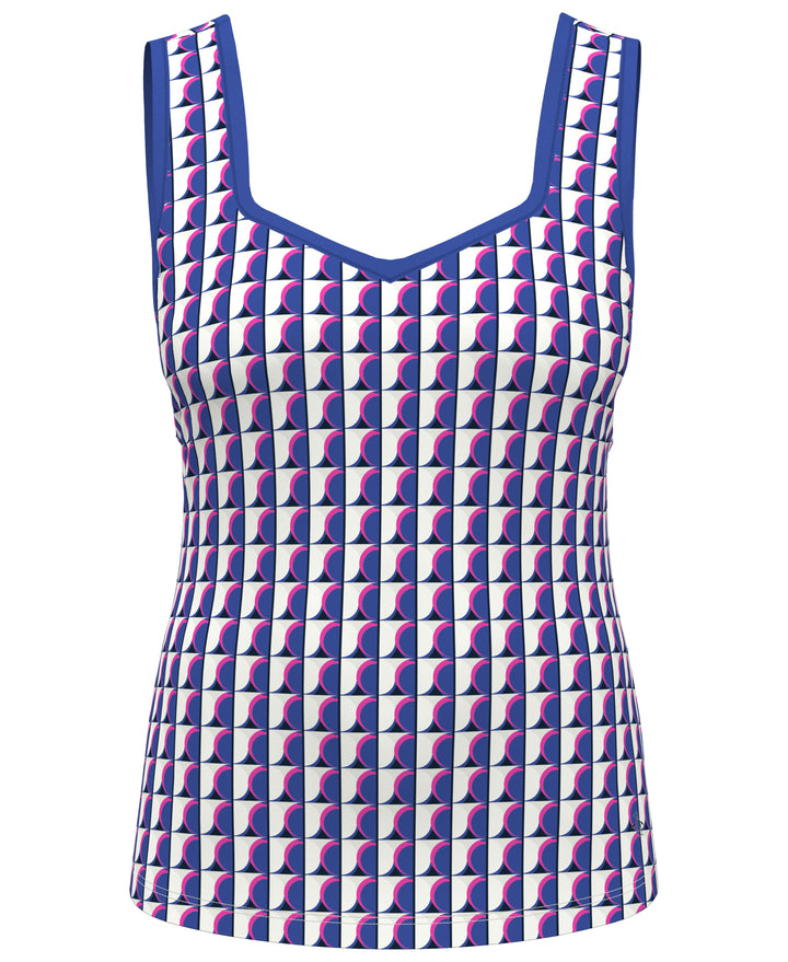 Geo Print Sweetheart Neckline Tennis Tank Top (Nebulas Blue) 