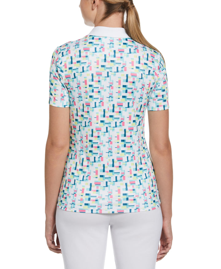Geometric Print Golf Polo (Bright White) 