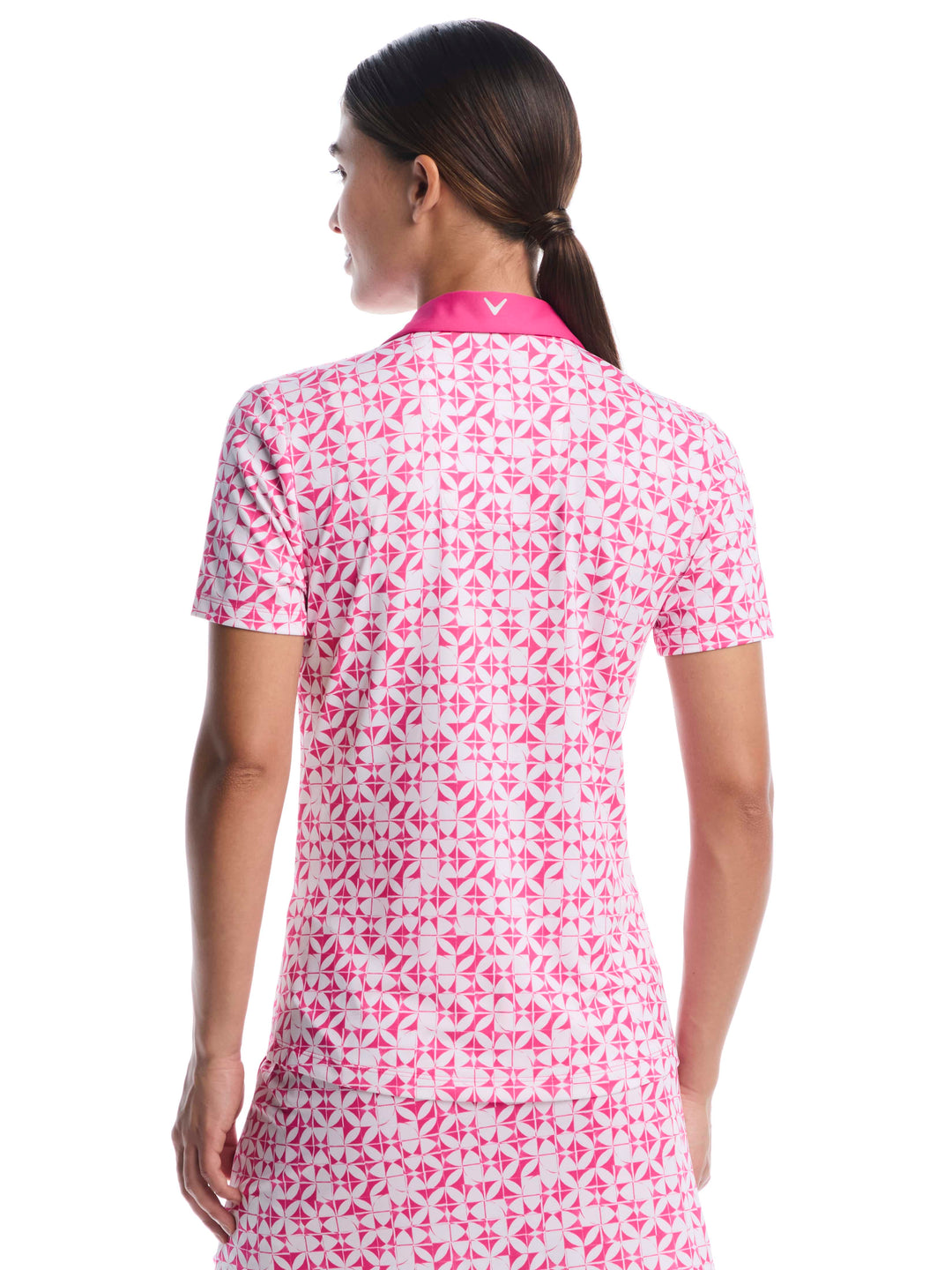 Women's Geometric Print Golf V-Neck Polo