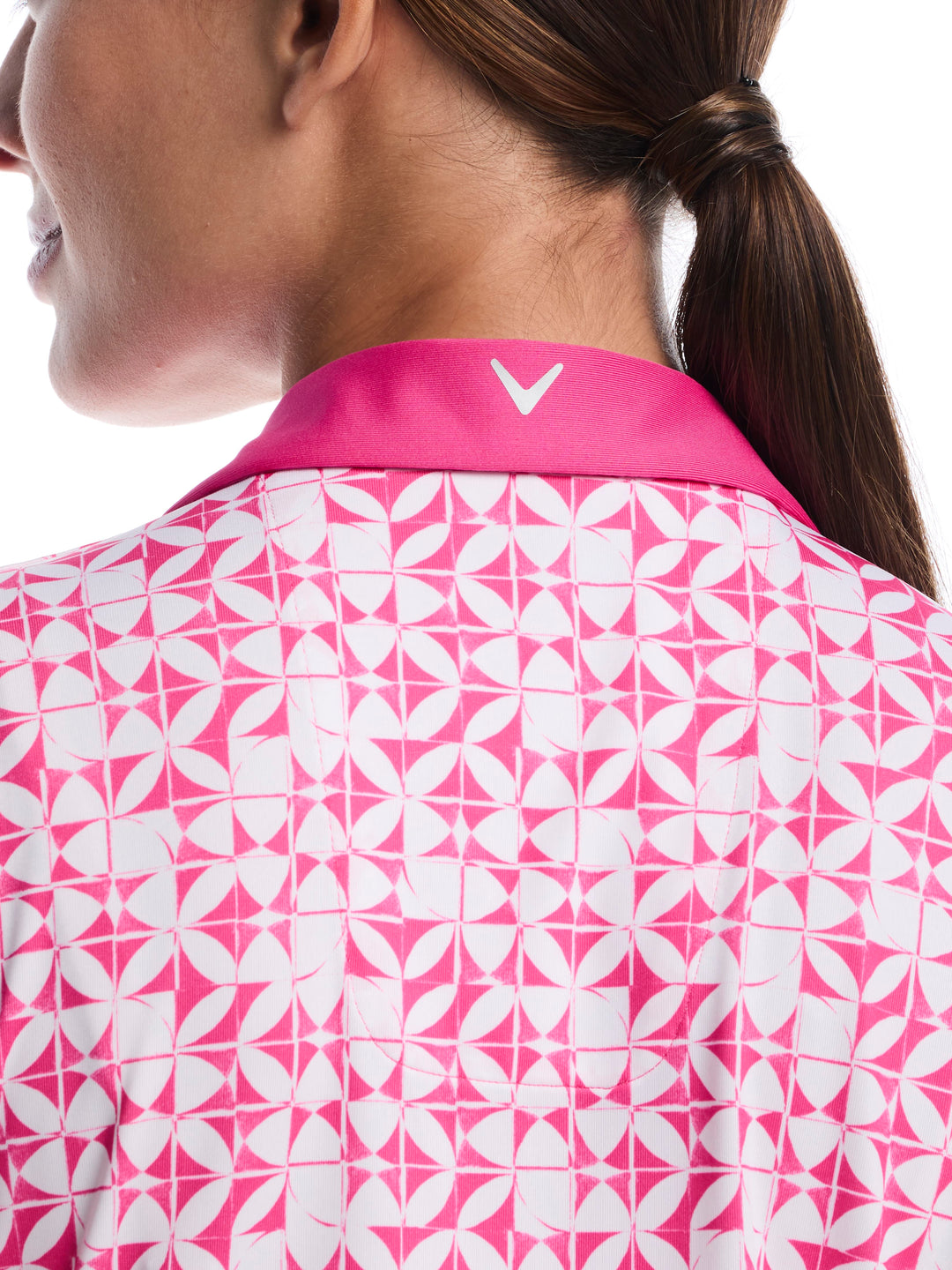Women's Geometric Print Golf V-Neck Polo