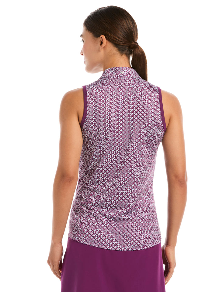 Women's Geometric Print Mock Neck Polo