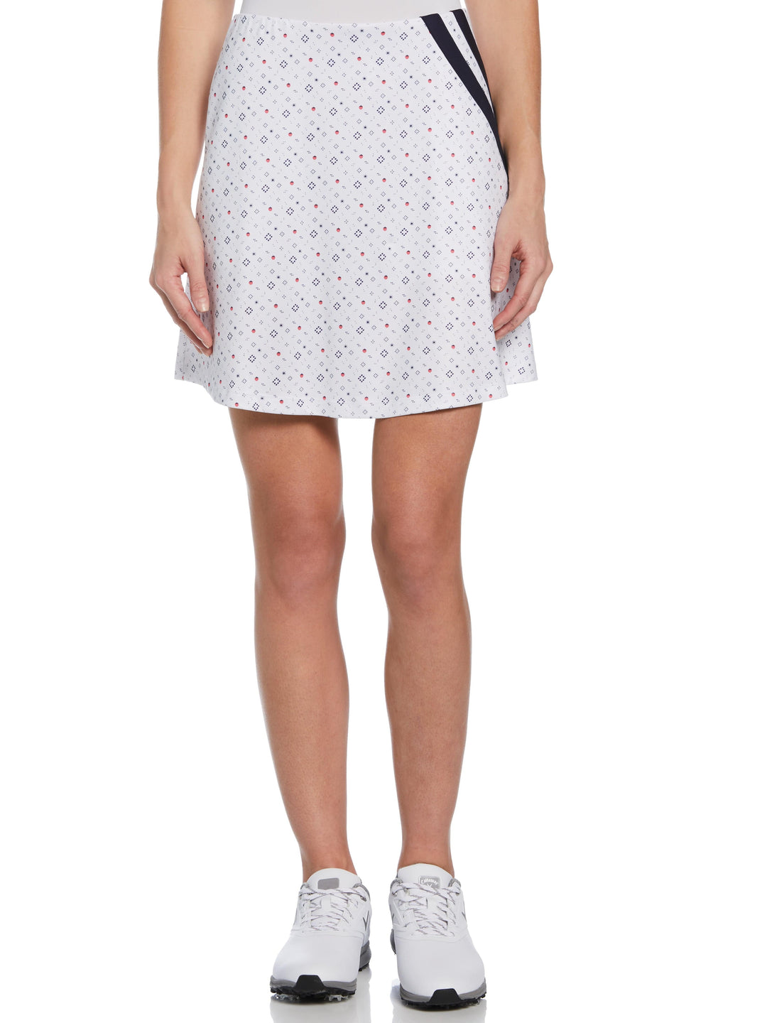 Geometric Strawberry Print Golf Skort (Brilliant White) 