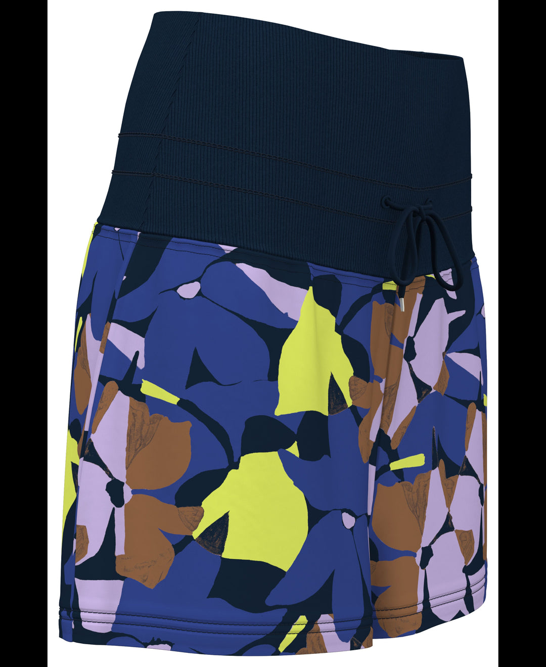 Womens High Waist Floral Print Tennis Shorts (Black Iris) 