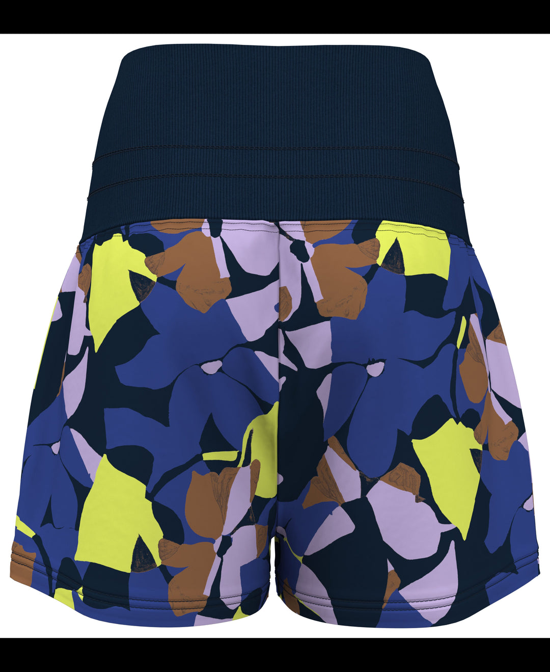 Womens High Waist Floral Print Tennis Shorts (Black Iris) 