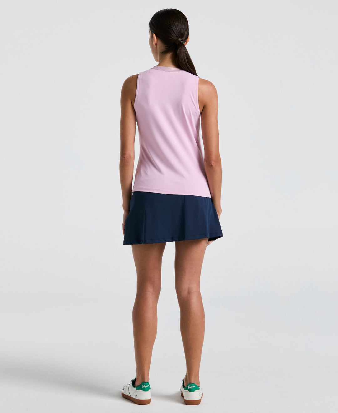 High Waist Pleated Color Block Golf Skort (Black Iris) 