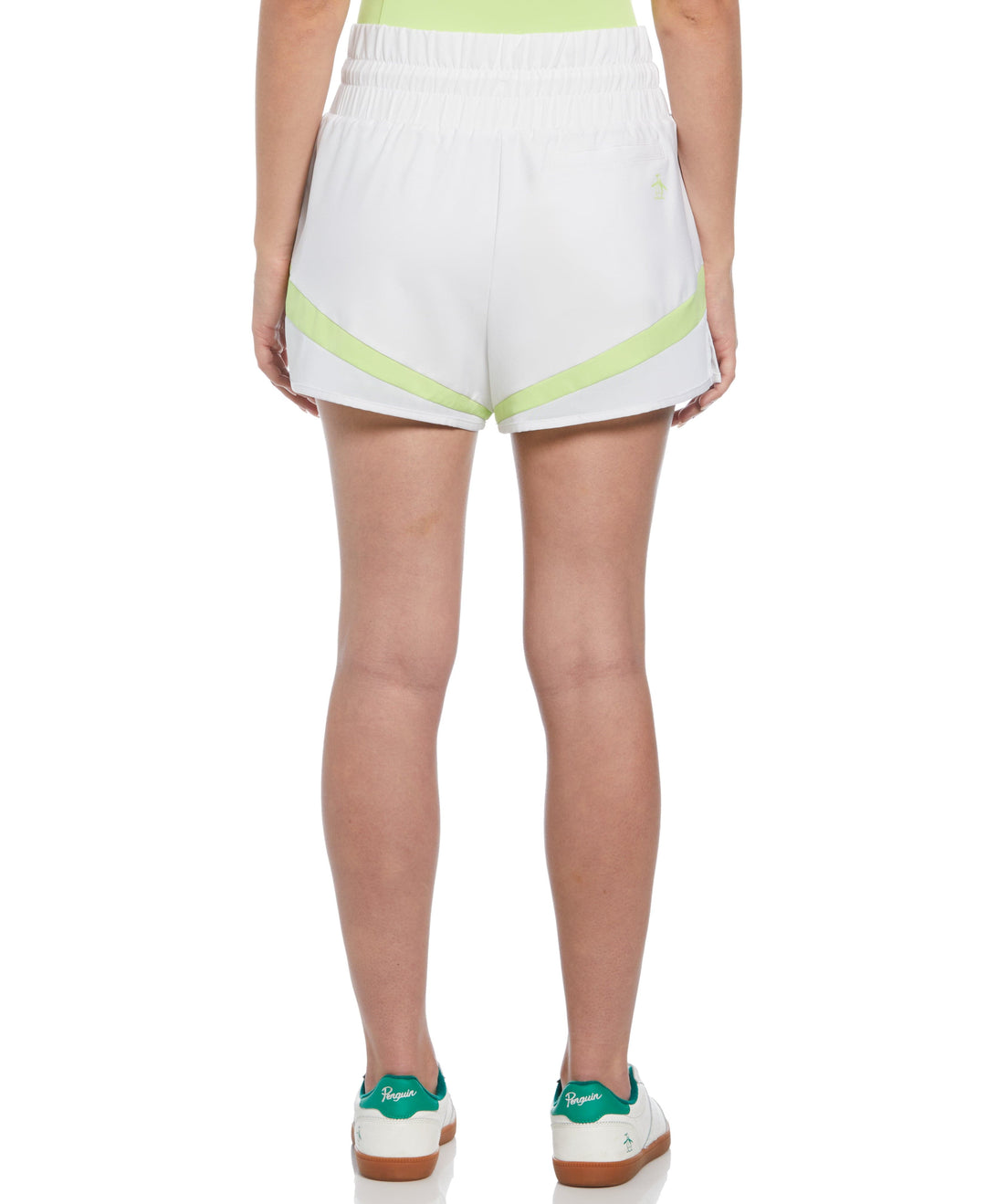 High Waist Tennis Short with Mesh Inserts (Bright White) 