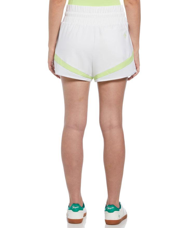High Waist Tennis Short with Mesh Inserts (Bright White) 