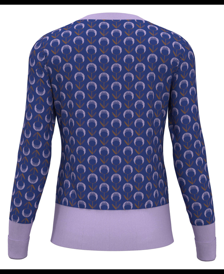 Womens Jacquard Floral Golf Jumper (Nautical Blue) 