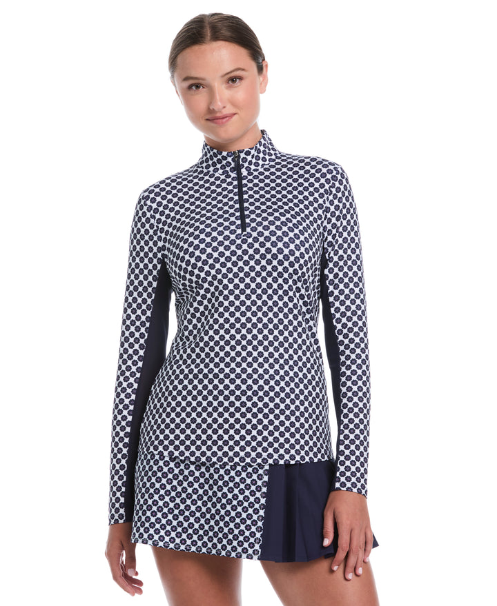 Kinetic Floral Print Golf Shirt (Bright White) 
