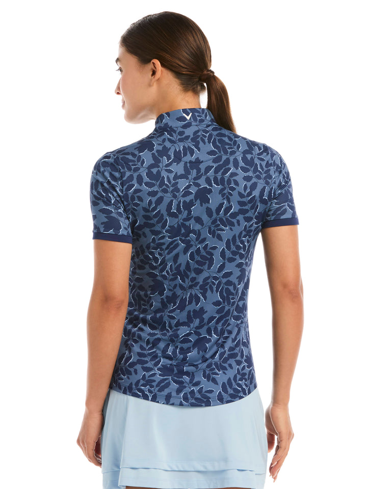 Women's Leafy Floral Zip Polo