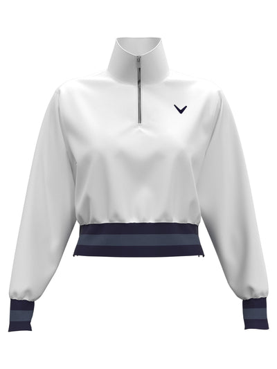Lightweight Cropped 1/4 Zip Golf Shirt with Side Slits (Brilliant White) 