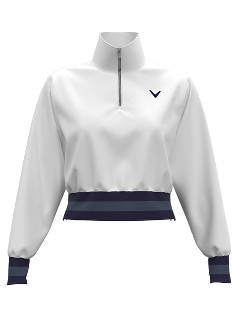 Lightweight Cropped 1/4 Zip Golf Shirt with Side Slits (Brilliant White) 