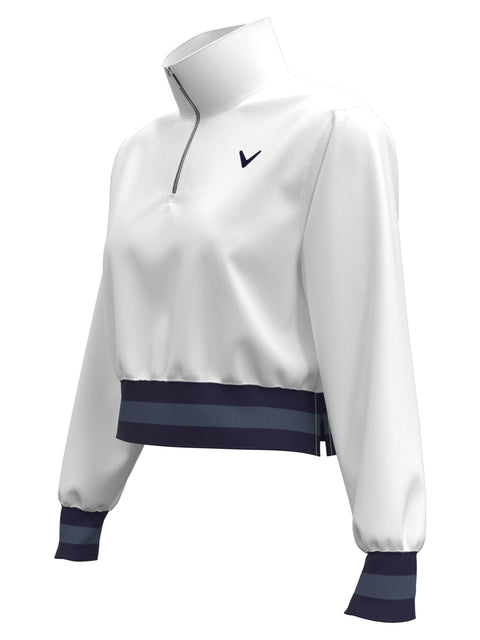 Lightweight Cropped 1/4 Zip Golf Shirt with Side Slits (Brilliant White) 