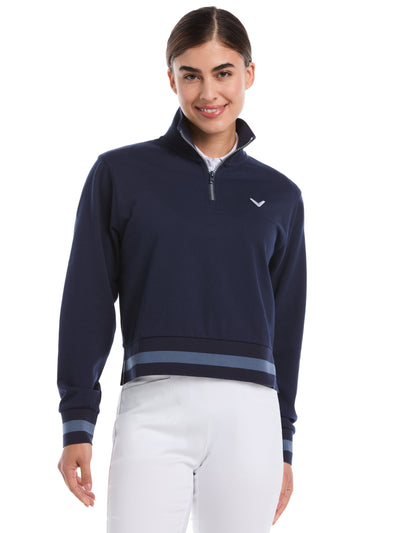 Women's Lightweight Cropped 1/4 Zip Golf Shirt with Side Slits