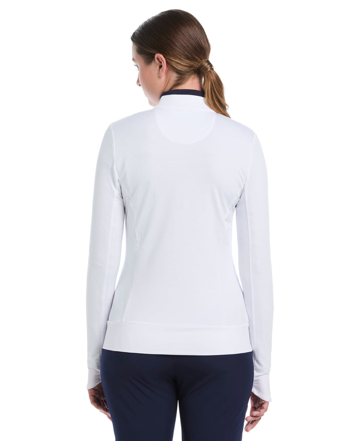 Light Weight Full Zip Golf Shirt (Bright White) 