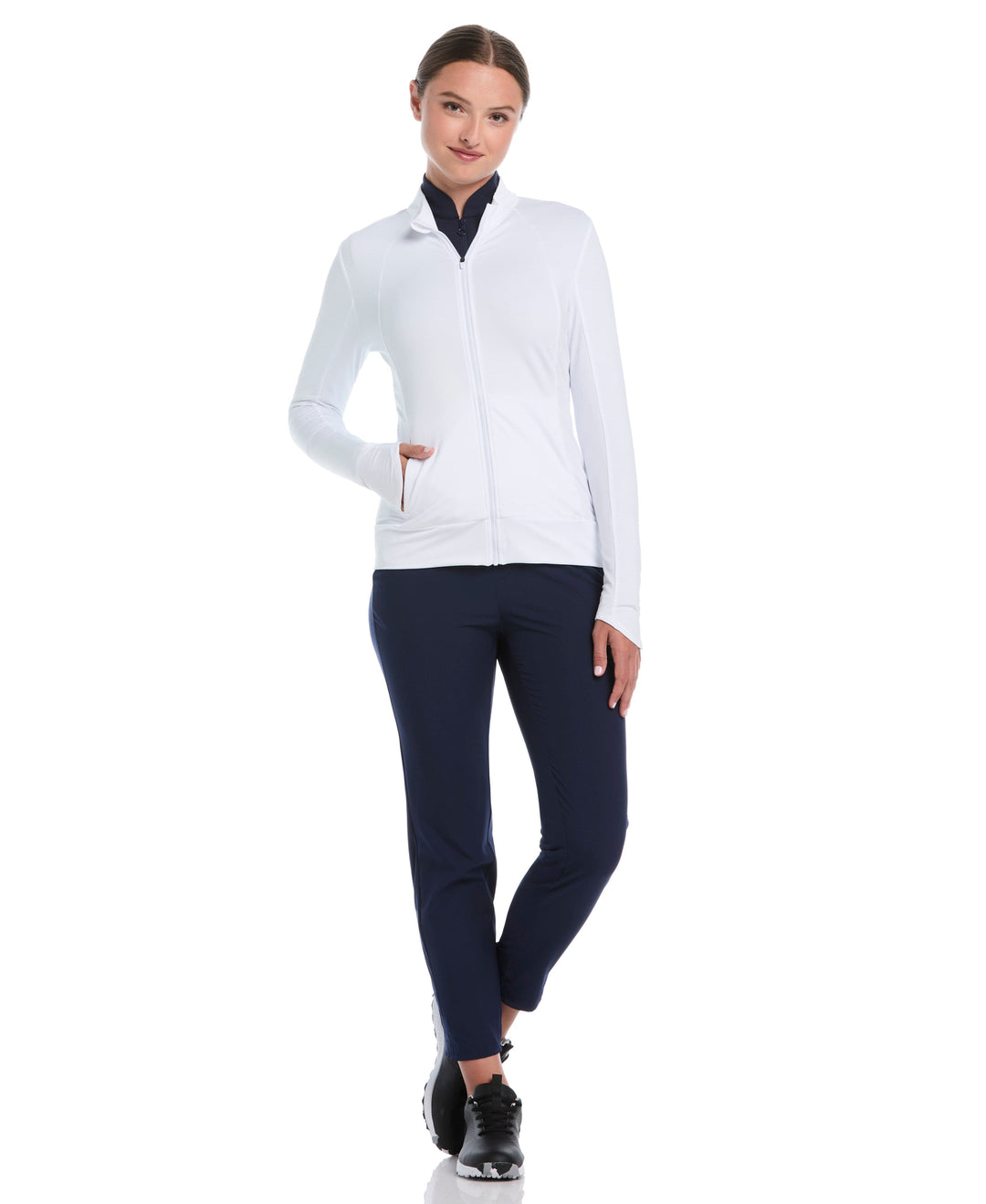 Light Weight Full Zip Golf Shirt (Bright White) 