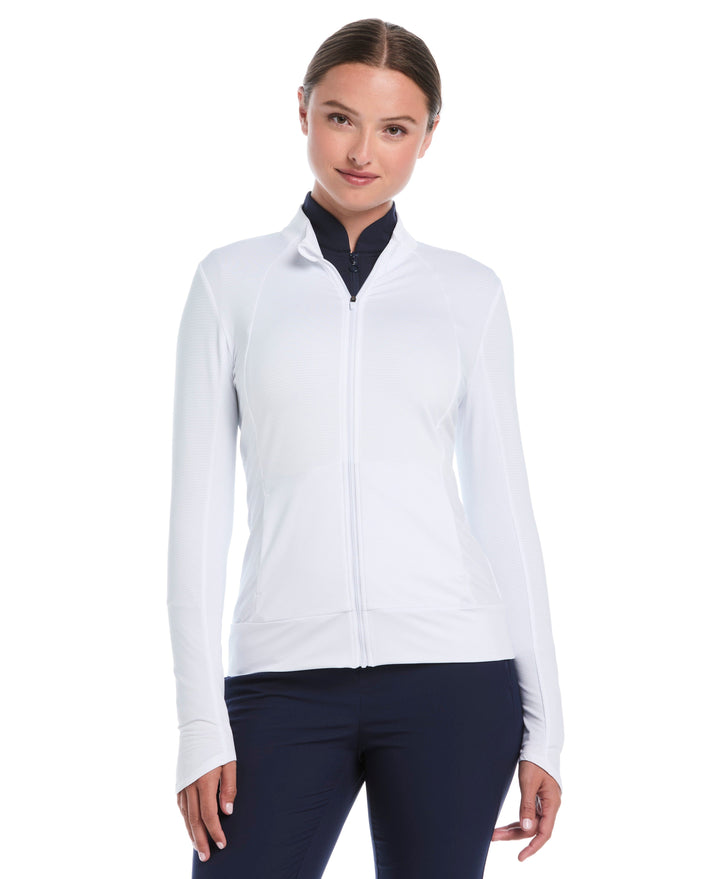 Light Weight Full Zip Golf Shirt (Bright White) 