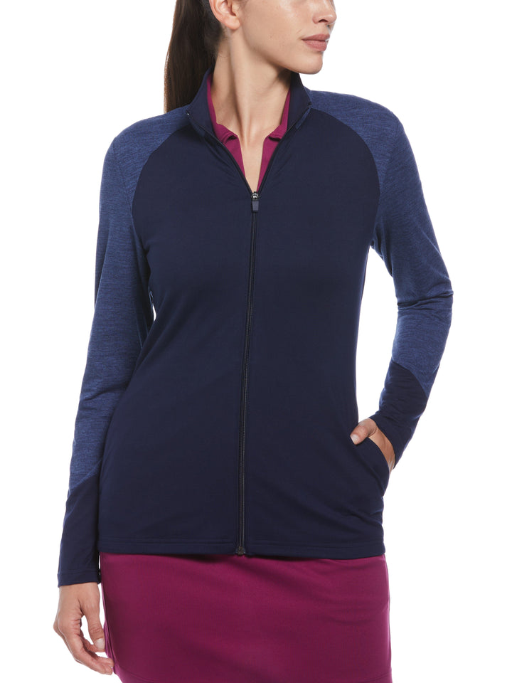 Women's Lightweight Lux Touch Full Zip with Heather Piecings