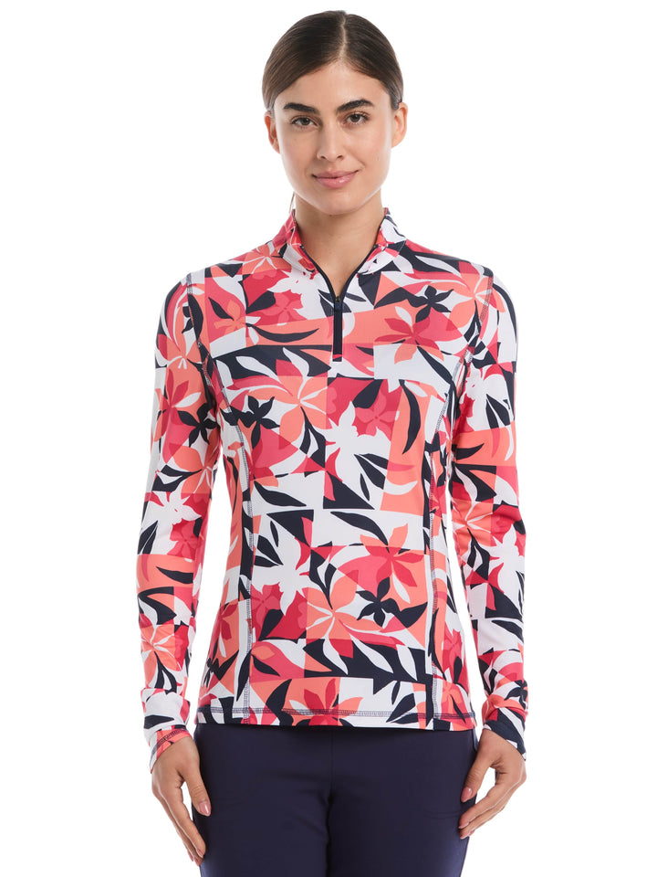 Women's Long Sleeve Tropical Collage Print Pullover